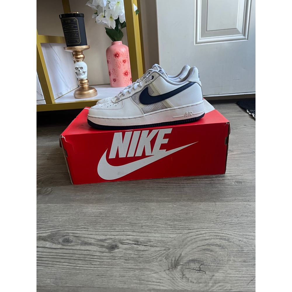 Nike Air Force 1 Low '07 LV8 SE Men's Mesh White Midnight Navy IH4462-100 Size 9